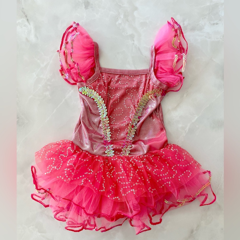 Girl’s Ballet Dance Sequin Tulle Attached Tutu Skirt Dress